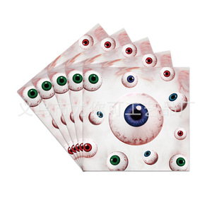 Assiettes en papier, nappes et couverts jetables à thème Halloween avec yeux effrayants, ensemble de 60 à 80 pièces, décorations de fête - Product Image 4
