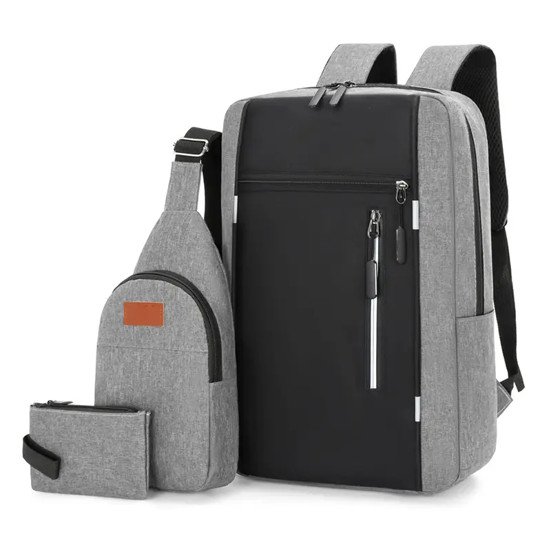 Hochwertiges Drucklogo Großhandel Herren Freizeitarbeiten Computer wasserdichte Schulrucksack Tasche Polyester Laptop-Rücksack