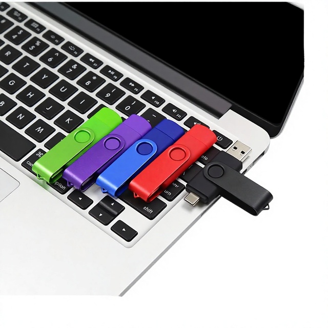 OTG Type C USB Flash Drive Swivel Dual Interface Pendrive with High Speed 128GB 256GB Memory Stick for Business Laptop & Phone