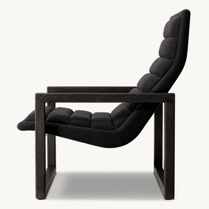Fauteuil de salon moderne en lin de style américain Rhoohill avec repose-pieds, <span class=keywords><strong>chaise</strong></span> longue en chêne blanc avec cadre en bois massif - Product Image 4