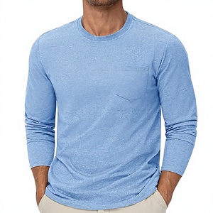 Men's Long Sleeve Tee Shirts Cotton Crew Neck Pocket T Shirts Moisture Wicking Soft Casual Basic <b>Tshirts</b> - Product Image 1