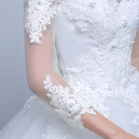 Robe de mariée coréenne style bal, à lacets, manches longues, grande taille, longueur ras du sol, brodée avec taille drapée