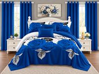 Vente en gros usine : Ensemble de literie 8 pièces pour lit Queen/King, motifs variés, draps de lit avec 2 rideaux et 4 taies d'oreiller