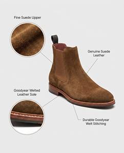 Botas <span class=keywords><strong>Chelsea</strong></span> Premium con Construcción Goodyear para Hombre, de Cuero de Ante, Media Caña, Plataforma Antideslizante, Zapatos Clásicos de Vestir para <span class=keywords><strong>Caballero</strong></span>, OEM Personalizado - Product Image 2