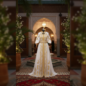 Kaftan Marocain de Luxe Vintage pour Femme – Tissu Satiné Élégant 100% Soie Écologique Brodé – Tenue de Soirée Modeste - Product Image 3