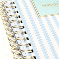 Agenda personnalisé à spirale rayé bleu, couverture rigide, avec protège-coins dorés, organiseur de planning, carnet épaissi pour le bureau