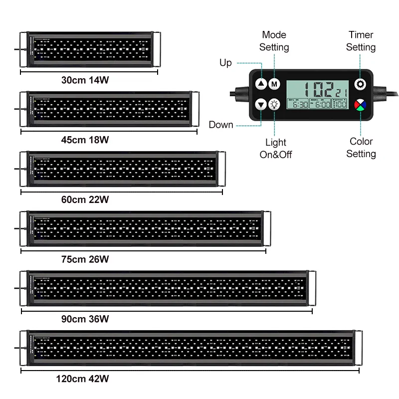 New 12-55 zoll Full Spectrum Fish Tank Light Coral Aquatic Plants Led Aquarium Light WRGB Luminous mit controller