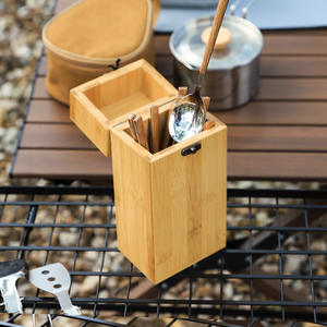 Caja de almacenamiento para palillos de bambú, utensilios de cocina de estilo japonés, soporte para cubiertos de camping, contenedor de madera con tapa para adultos - Product Image 3