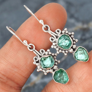 Boucles d'oreilles pendantes élégantes en argent sterling 925 avec serti clos, faites à la main, ornées d'une pierre d'apatite, pour femmes, idéales pour mariages, fêtes, cadeau - Product Image 3