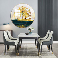 Peinture murale circulaire en porcelaine de cristal diamanté, motifs de cerfs, style nordique, pour salon moderne de luxe léger, porche et restaurant