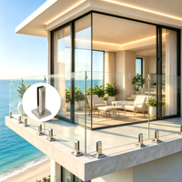 Moderner Edelstahl-Glas-Spigot für Innen-/Außenbereich Balkon Terrasse Veranda Zaun Treppenstufen Plattformen - Rostbeständig