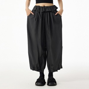 Pantalon <span class=keywords><strong>Ballon</strong></span> en Papier Taille Haute à Volants et Jambes Larges Longueur 9/10 Marron Chocolat pour Femme – Collection Été 2026 (Vente en Gros) - Product Image 3