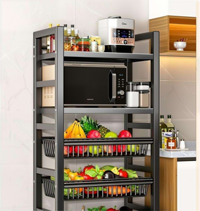 Étagère de cuisine mobile <span class=keywords><strong>à</strong></span> 3/4/5 niveaux, panier <span class=keywords><strong>à</strong></span> légumes et fruits sur pied, support de rangement de cuisine domestique mobile - Product Image 1