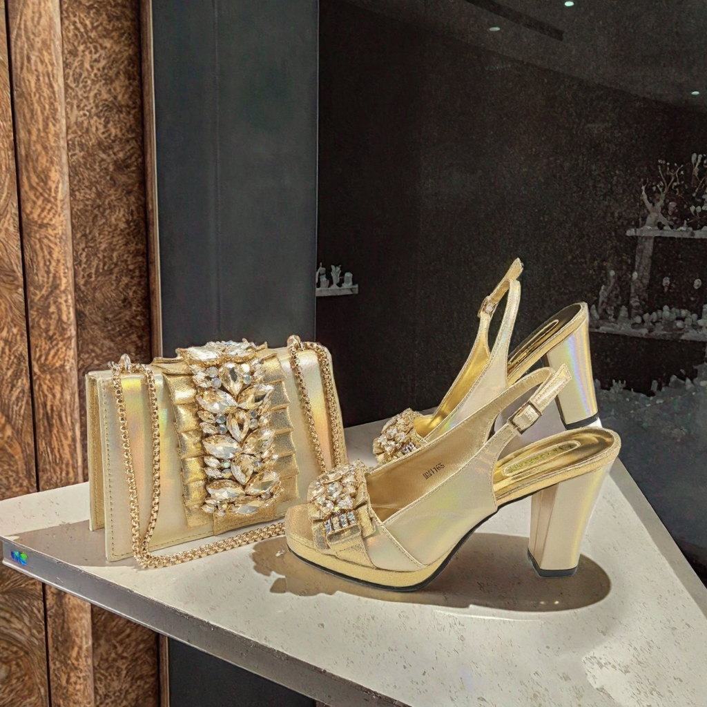 bridal shoe and bag set