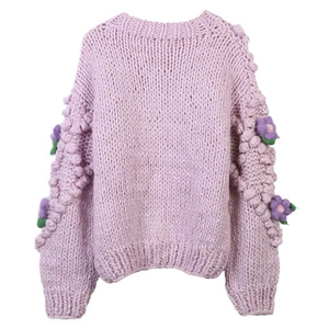 Women's Knitted <b>Cardigan</b> Loose Long Sleeve Floral Embroidered Vintage Warm Casual Sweater Coat - Product Image 5