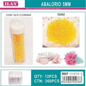 Perline Ilan Abalorio da 5 mm color crema per artigianato e creazione di gioielli - Product Image 1