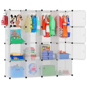 خزانة ملابس بلاستيكية للأطفال خزانة ملابس أطفال سهلة الاستخدام خزانة للأطفال كرتون ، قابلة للإزالة للمنزل