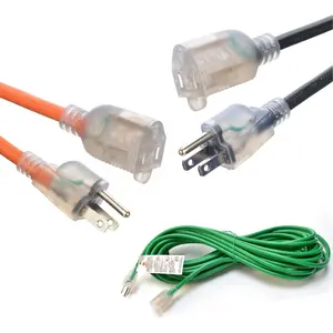 ETL SJTW-3 #12/3 14/3 16/3 18/3 AWG 15A 125/220 V cordon de câble d'extension étanche extérieur éclairé robuste pour yard party