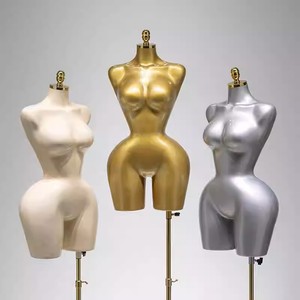 Maniquí de Torso Ajustable Dorado de PP para Mujer, Postura de Pie, Talla Grande, Soporte para Busto, Uso de Sastre, Adulto - Product Image 4