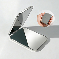 Mini miroir de maquillage pliable à double face avec grossissement, miroir compact en métal pour les voyages et l'usage quotidien