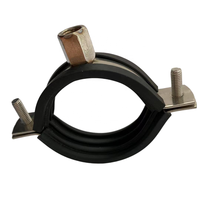 Collier de serrage pour tuyau avec écrou M8 M10 réglable en acier inoxydable, support de suspension mural/plafond avec doublure en caoutchouc (en pouces)