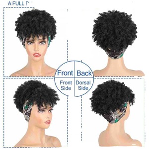 Vente en Gros Écharpe Bleue <span class=keywords><strong>Afro</strong></span> Chignon Queue de Cheval Crépus Moelleux Avec Frange Perruques <span class=keywords><strong>Pour</strong></span> Femmes Noires Synthétique Bandeau Perruques Extension de <span class=keywords><strong>Cheveux</strong></span> - Product Image 1