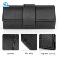 Étui à lunettes en PU lisse fait main avec sangle magnétique, boîte à lunettes pour lunettes de soleil et lunettes optiques, approvisionnement en gros pour usine, logo personnalisable