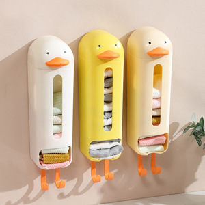 Duck Shape Clothing Organizer Wall Mounted <b>Plastic</b> Storage Box For Wardrobe Neatening With <b>Hooks</b> Cartoon Design - Product Image 2