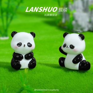 Lanshuo Resin Panda Figurine Cute Animal Shape Desktop Decoration Artistic Craft <b>Ornament</b> Home Decor DIY Accessories - Product Image 4
