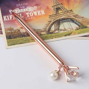 Stylo à bille en métal personnalisé de luxe 1,0 mm avec grosse perle en cristal, cadeau promotionnel parfait pour les filles - Product Image 3