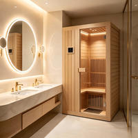 Sauna infrarouge en bois très populaire pour la maison, 1000x1000x2000mm, avec verre trempé, pour spa domestique