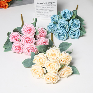 ช่อดอกกุหลาบประดิษฐ์ Ice Beauty 7 หัว ดอกไม้ผ้าไหม สำหรับตกแต่งงานแต่งงานและบ้าน - Product Image 4