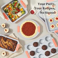 Ensemble de moules à pâtisserie en acier aluminisé robuste avec revêtement céramique, poignées en silicone, sans PFAS, PTFE et PFOA, pour usage domestique