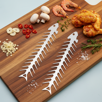 Fourchettes et brochettes de barbecue d'extérieur en acier inoxydable WELAND Creative Design pour poisson, fruits de mer, viande - Lavables au lave-vaisselle