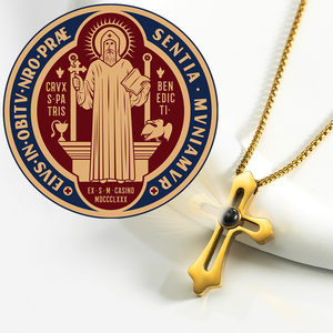 Giveluck Nhựa Thép Không Gỉ 18K Vàng Mạ Người Đàn Ông Của Christian Chiếu Chữ Thập Mặt Dây Chuyền Thánh Benedict Tùy Chỉnh Thép Không Gỉ - Product Image 1
