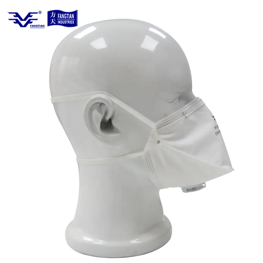 Hochwertige individuelle Logo weiße horizontale faltbare flache einweg-FFP2 Staubmaske mit Ventil