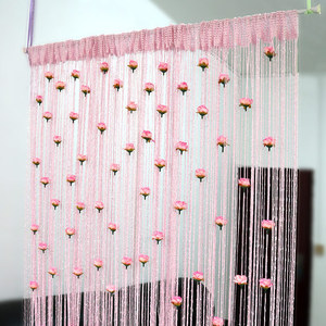 Rideau de porte moderne et simple pour décoration intérieure, 1x2m, léger, élégant, en corde de rose, <span class=keywords><strong>rouge</strong></span> romantique avec pompons, pour salon - Product Image 1