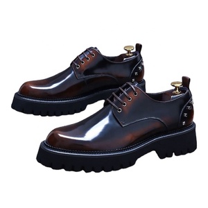 Chaussures en cuir formelles pour hommes de qualité supérieure, à semelles épaisses, en cuir véritable, pour affaires, décontractées et mariage - Product Image 1