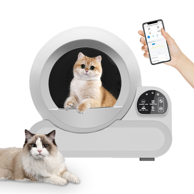 APP Control Intelligent Large Smart Cat Toilet 70L Self-Cleaning Cat Litter Box Semi-Automatic Infrared Sensor for Multiple Cats