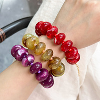 Bracelet vintage en résine texturée tourbillonnante multicolore avec perles abacus épaisses pour femme