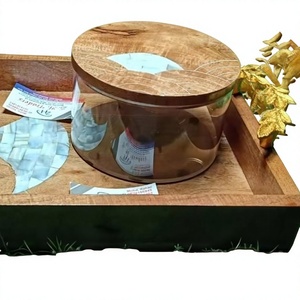 ชุดโหลอะคริลิคสำหรับเก็บของในเดือนรอมฎอน พร้อมฝาปิดมุกและถาดไม้ฝังลายศิลปะ เหมาะสำหรับเป็นของขวัญในเทศกาลและใช้เสิร์ฟที่บ้าน - Product Image 1