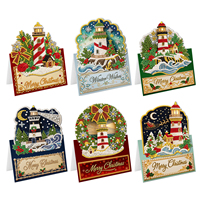 Kit de 6 cartes de vœux de Noël pliables 3D à peindre au diamant, avec perles et strass, faites à la main, pour les fêtes