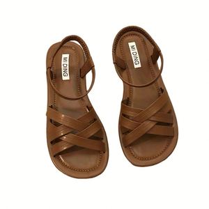 Soft Girl Fairy Vacation Style Roman <b>Sandals</b> Ladies 2026 Summer Breathable <b>Flat</b> Casual Beach Walking Shoes - Product Image 6
