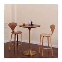 Vente en gros table haute de bar moderne meubles de restaurant plateau en marbre rond ensemble de tabouret de table de bar à base de métal