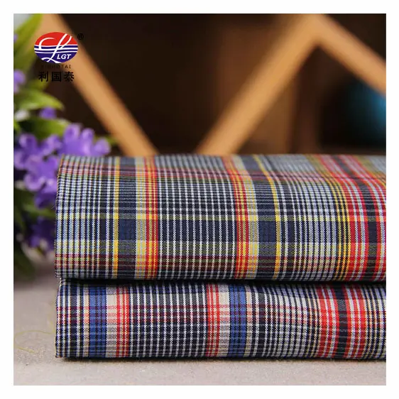 Hersteller Frühling Sommer Baumwolle elastische garn gefärbte karierte elastische karierte Hemds toffe