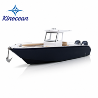 Nouveau design Bateau de pêche en aluminium avec console centrale 27 pieds 200 CV Bac à appâts Supports de cannes à pêche Capacité 6 personnes Certifié CE