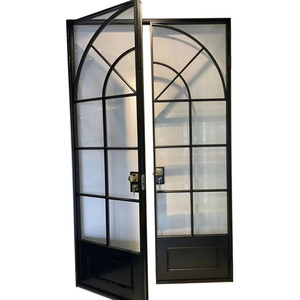 Personalizado alta qualidade preto aço emoldurado vidro vintage entrada porta - Product Image 2