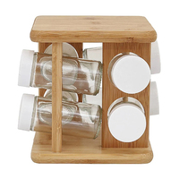 Étagère à épices rotative 360° en bambou, 8 bouteilles, double niveau, minimaliste, pour cuisine