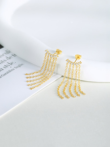 Pendientes Largos de Borla con Circonitas Brillantes, Diseño Exclusivo y de Alta Gama, Color Dorado, para Mujer - Product Image 5