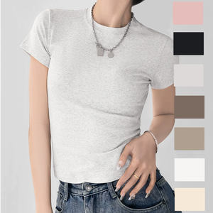 T-Shirt da <span class=keywords><strong>donna</strong></span> in cotone Spandex <span class=keywords><strong>Slim</strong></span> <span class=keywords><strong>Fit</strong></span> t-Shirt da bambina a manica corta da <span class=keywords><strong>donna</strong></span> con maniche corte t-Shirt Y2k - Product Image 1